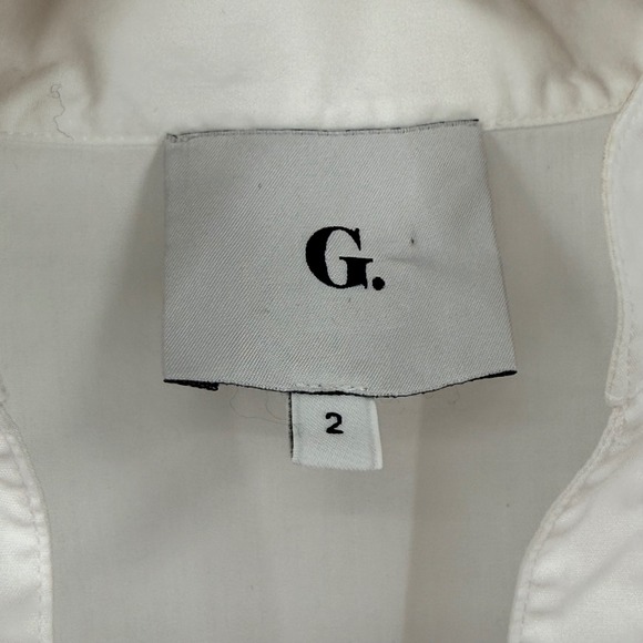 G. Label by Goop White Puff Sleeve V-Neck Cotton Blouse Italy Women Size 2 - Picture 4 of 6